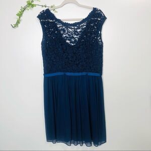 David’s Bridal Blue Marine Cap Sleeve Lace Dress Mother of the Bride